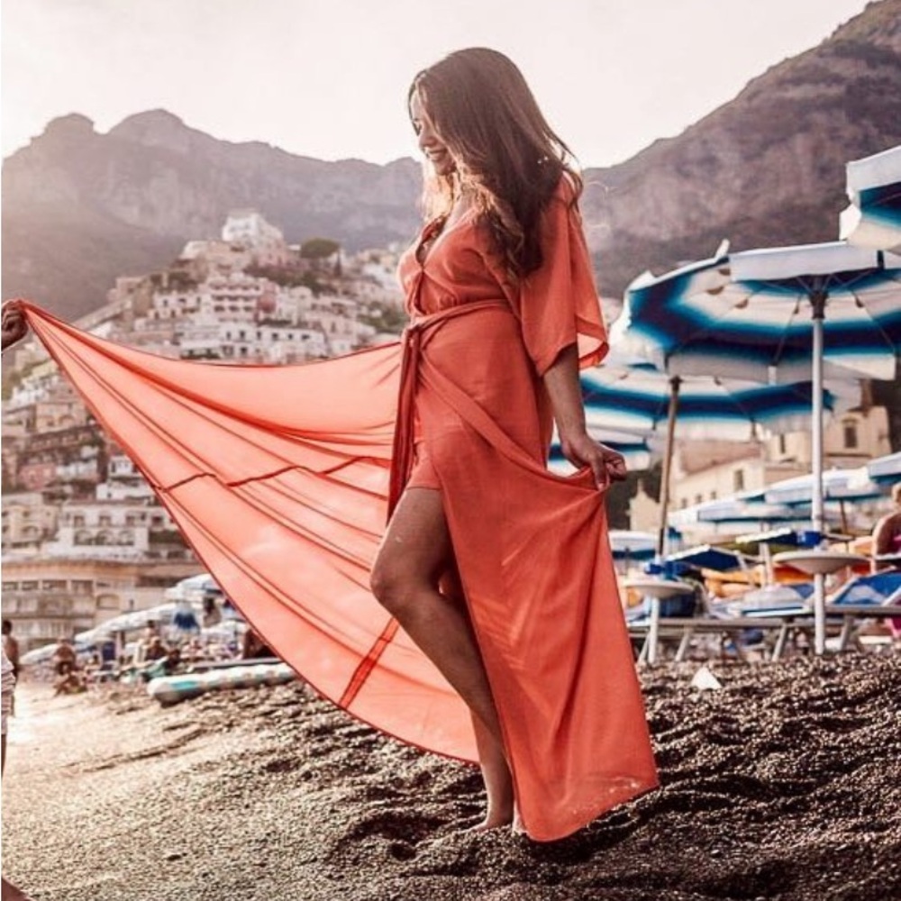 Burnt orange maxi wrap dress